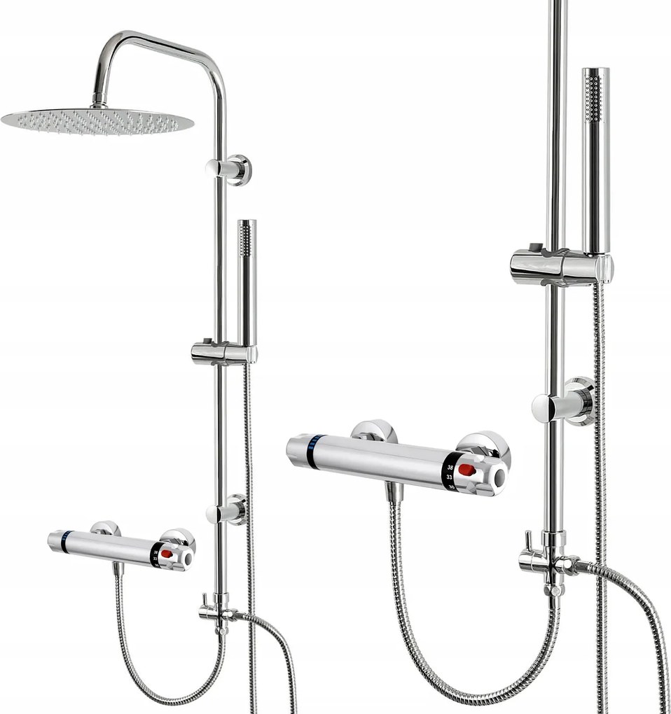 Zuhanyszett Oszlop Termosztátos Csapteleppel Nagy Esőztetővel 30CM