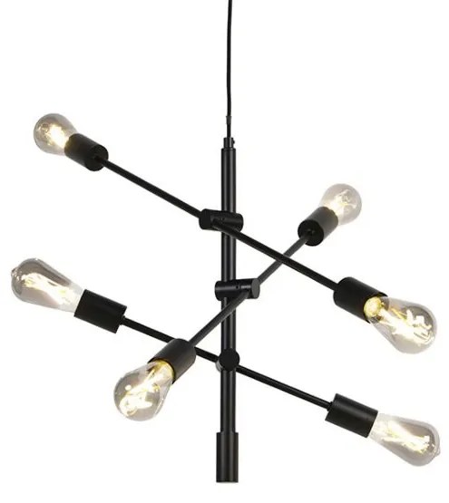 Okos, ipari függőlámpa fekete, 6 db WiFi ST64-es izzóval - Sydney