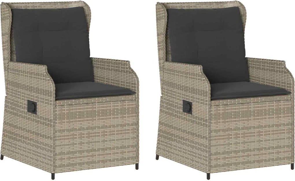 vidaXL Kerti pad 2 pcs Világosszürke polirattan