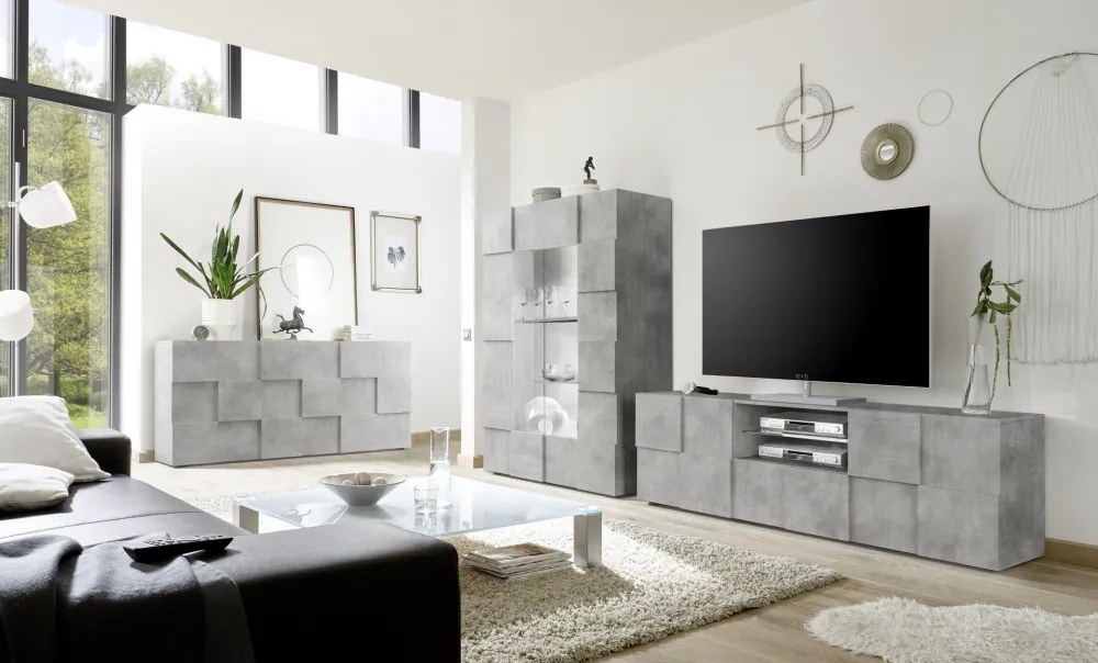 DAMA Nagy Beton TV Szekrény 2 ajtós 1 fiókos 181cm