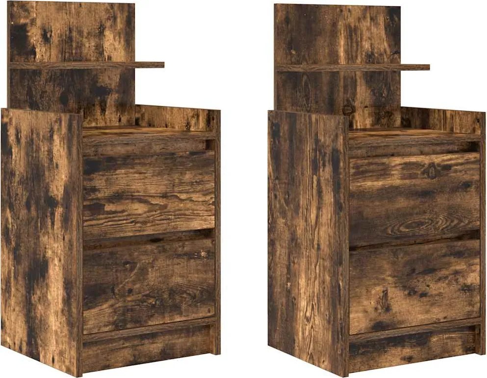 vidaXL 2 db füstös tölgy színű éjjeliszekrények 2 fiókkal 38x34x80 cm