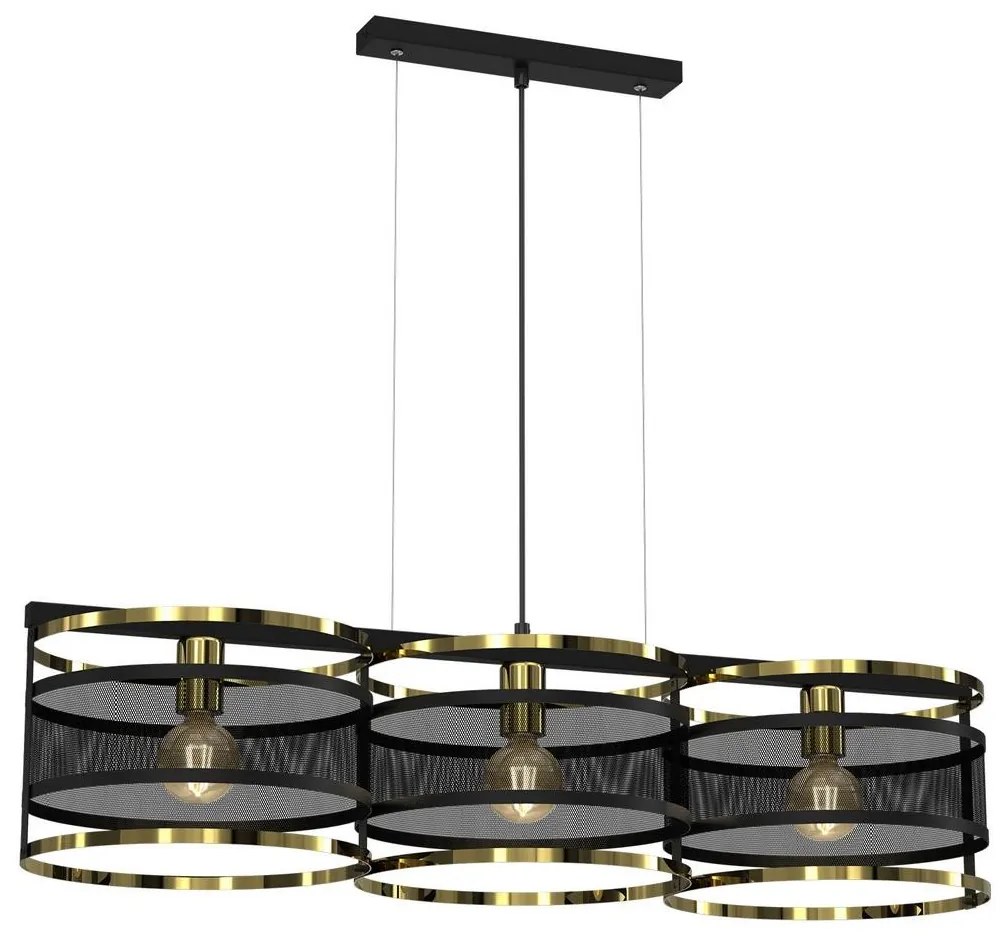 Csillár zsinóron RIM 3xE27/60W/230V fekete/arany