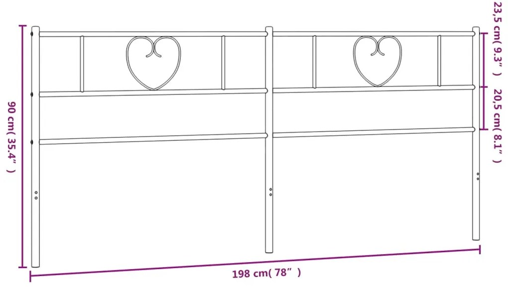 fehér fém fejtámla 193 cm