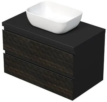 Fürdőszobaszekrény fedőlemezzel SAT Cube Way 80x47,5x46 cm barna matt CUBE3D46802ZHKD
