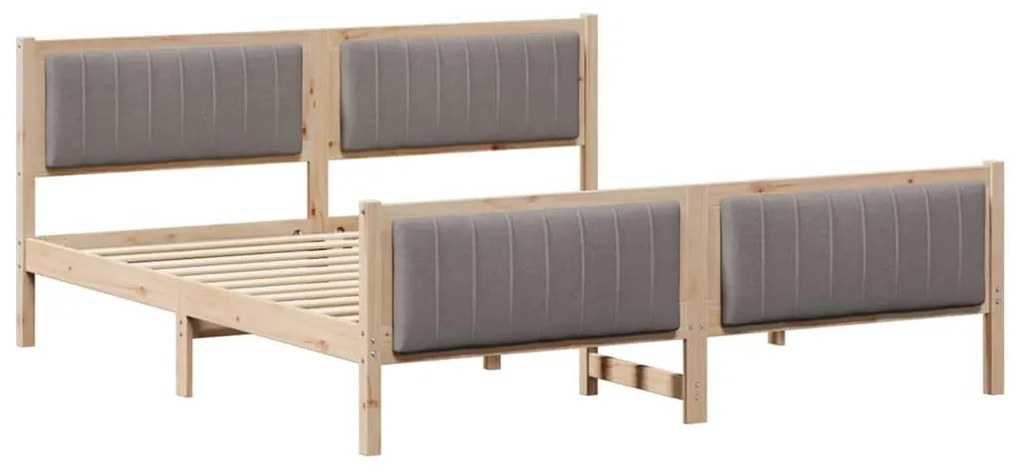 Ágykeret fejtámlával Barna és taupe 180 x 200 cm Tömör fenyőfa