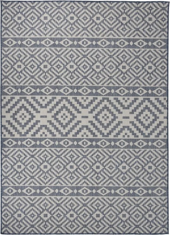 vidaXL kék csíkos lapos szövésű kültéri szőnyeg 200 x 280 cm