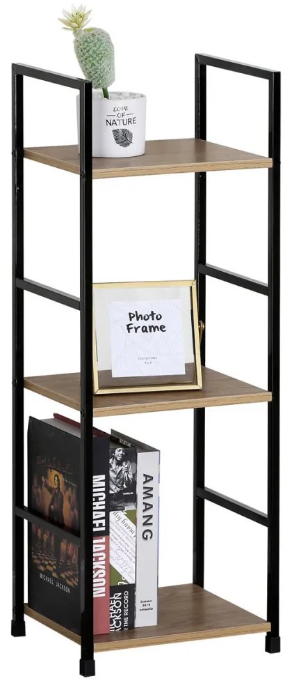 Intenso Home 3 szintes nyitott könyvespolc 29 x 80cm (Aranytölgy) | Univerzális tároló állvány fém lábakkal