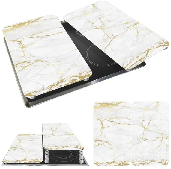 WENKO 53901100 - Főzőlap fedél 30x52 cm fehér/szürke/átlátszó