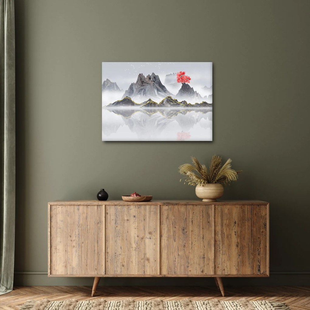 Kép - Hegyek a ködben (70x50 cm)