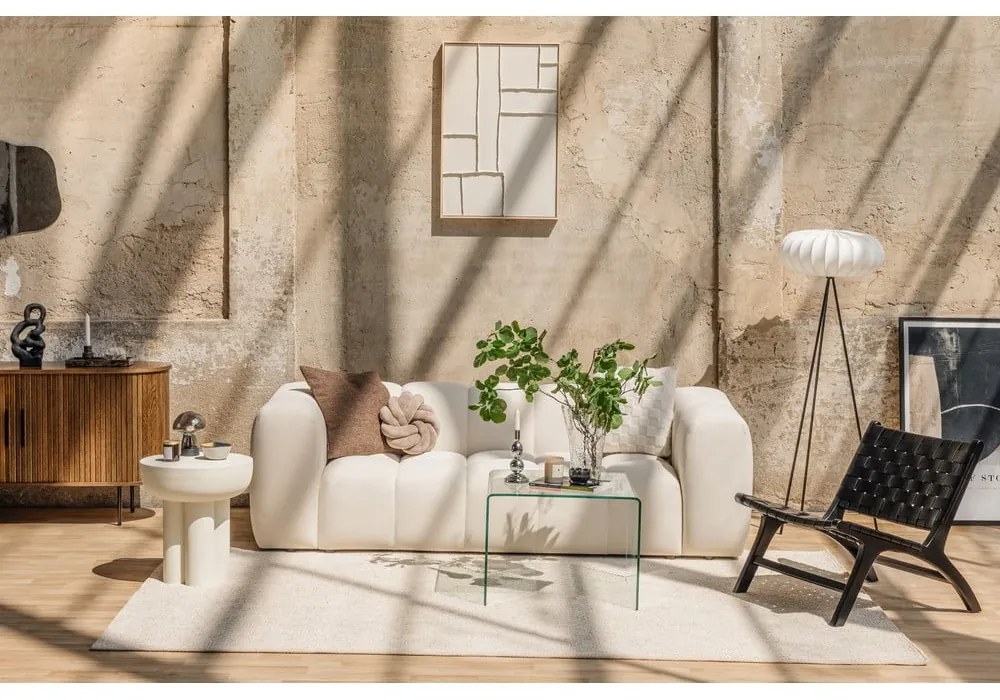 Krémszínű bársony kanapé 225 cm Cube – Bonami Selection