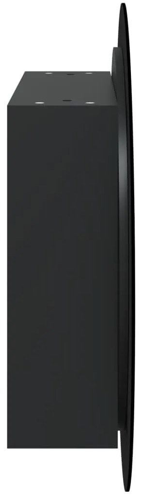 fekete fürdőszobaszekrény kerek tükörrel/LED-del 54x54x17,5 cm