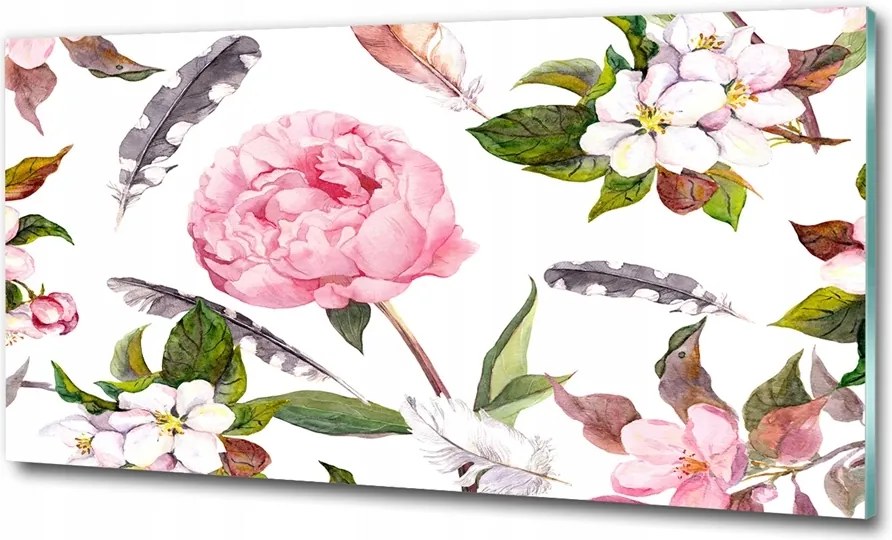 Fotó kép edzett üveg Virágos minta 100x70