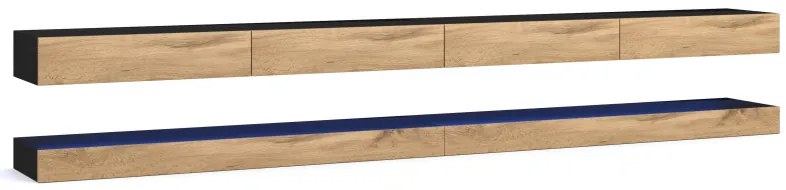 FLY TV Állvány Matt Fekete/Wotan Tölgy Színben Led világítással