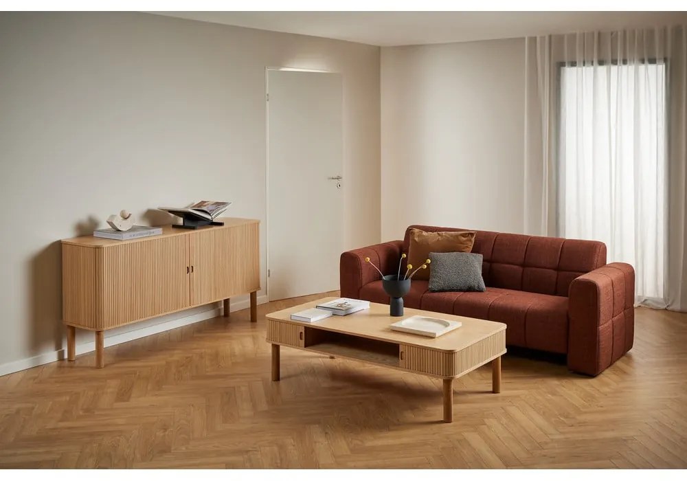 Natúr színű dohányzóasztal tölgyfa dekorral 70x130 cm Langley – Actona