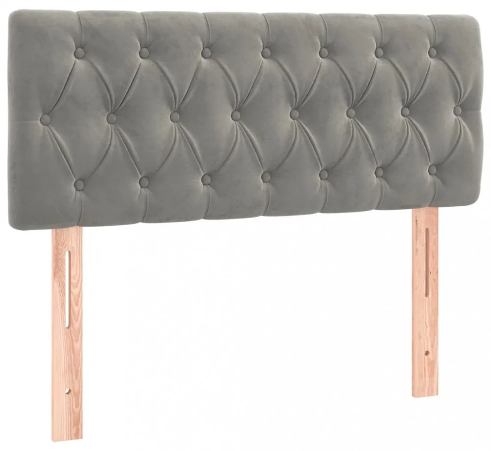 világosszürke bársony LED-es fejtámla 100 x 7 x 78/88 cm