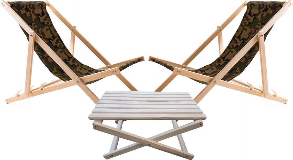 2X Fa Kerti Napozóágy Woodok Moro Dohányzóasztal