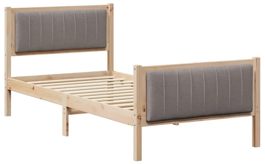 Ágykeret fejtámlával Barna és taupe 90 x 200 cm Tömör fenyőfa