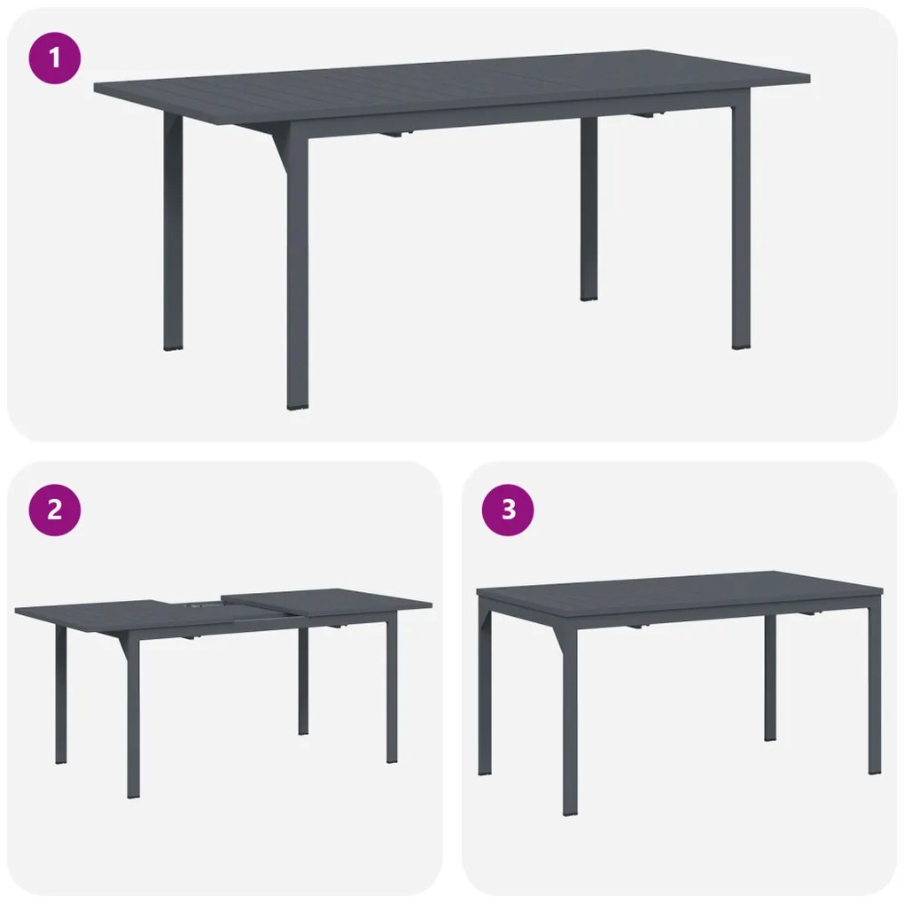 9 részes kerti étkező garnitúra anthracite acél