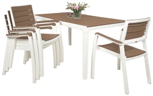 Keter Harmony kerti bútor szett, asztal + 4 szék, fehér / cappuccino
