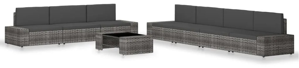 vidaXL 8 részes szürke polyrattan kerti ülőgarnitúra