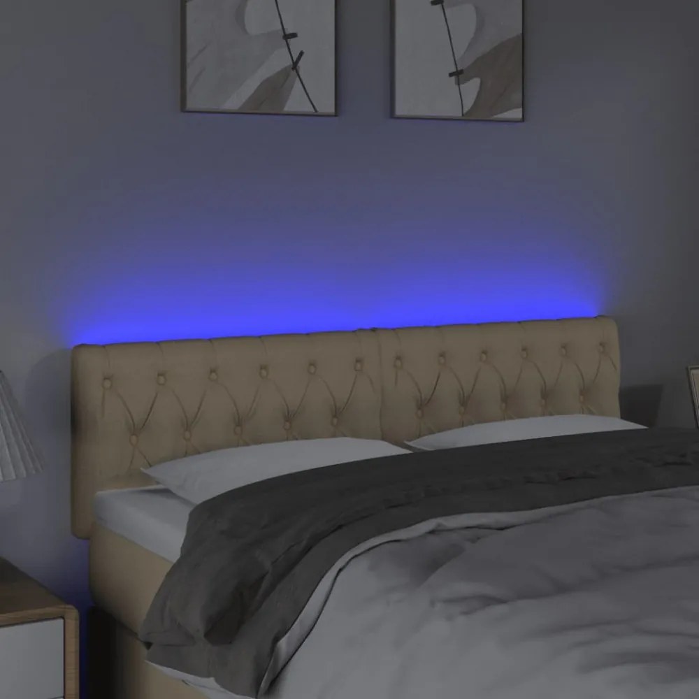 krémszínű szövet LED-es fejtámla 144x7x78/88 cm