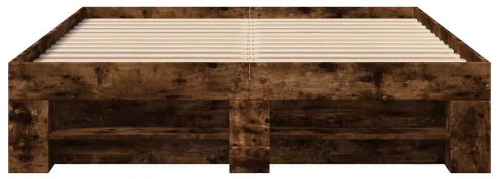 füstös tölgy színű szerelt fa ágykeret matrac nélkül 120x200 cm