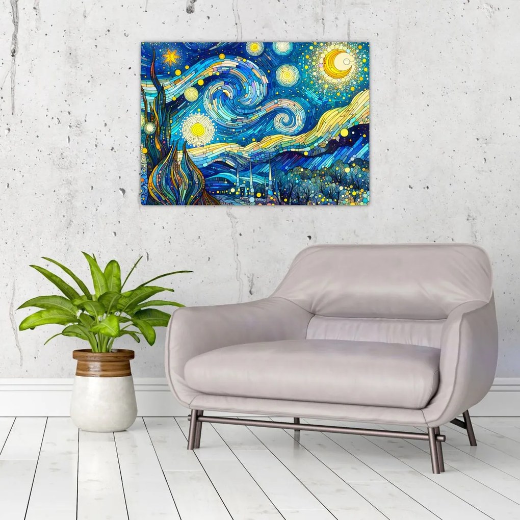 Kép – Csillagos éjszaka mozaikja (70x50 cm)