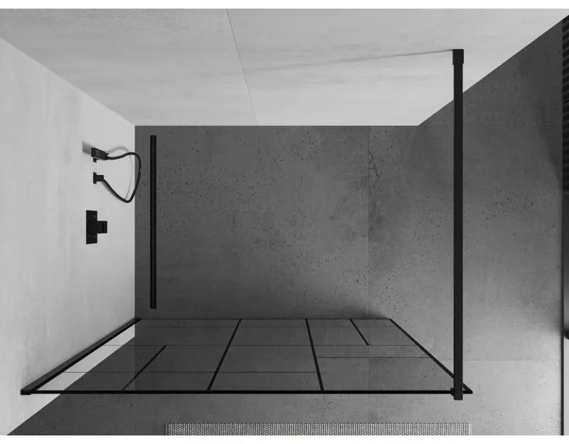 Mexen Kioto zuhanyparaván 110x200 cm 8 mm, fekete profil, üveg fekete mintás 2, 800-110-101-70-78
