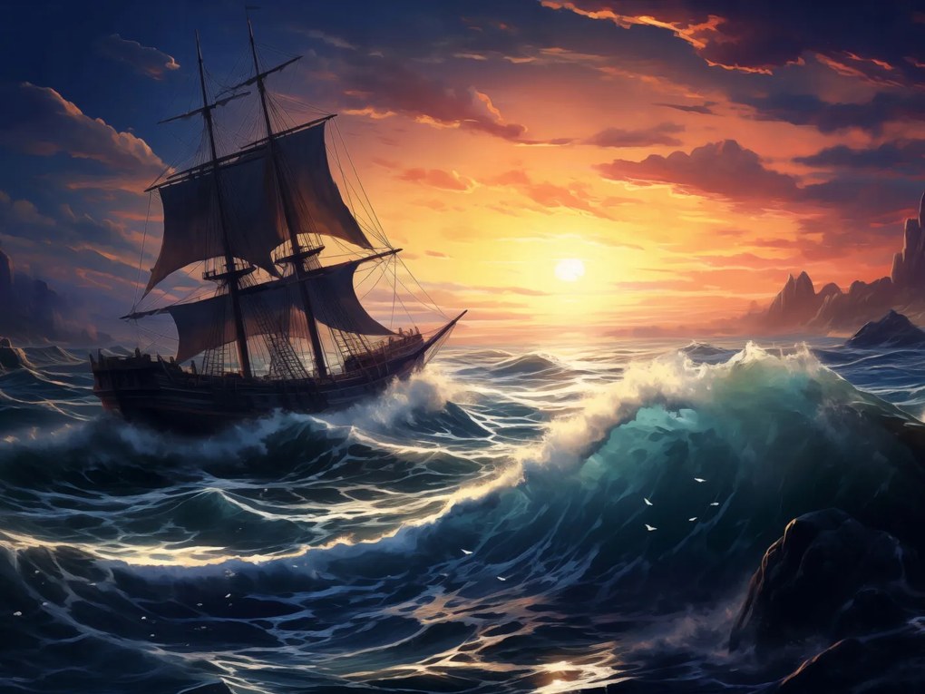 Poszter 20x15cm Az óceáni átkelés háborgó hullámai