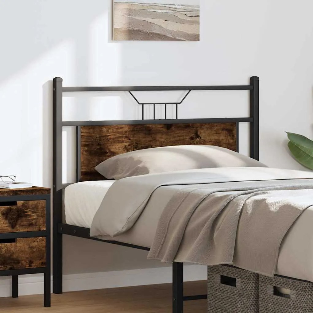 füstös tölgy színű szerelt fa és acél fejtámla 100 cm
