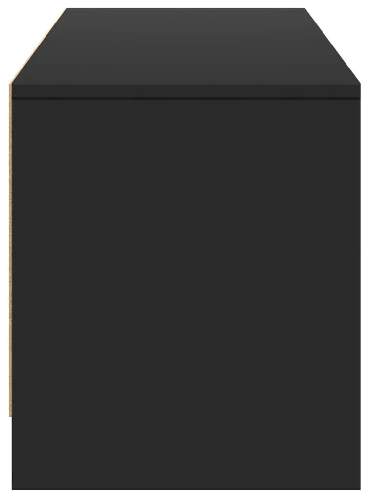 fekete szerelt fa TV-szekrény LED-ekkel 165 x 34 x 50 cm