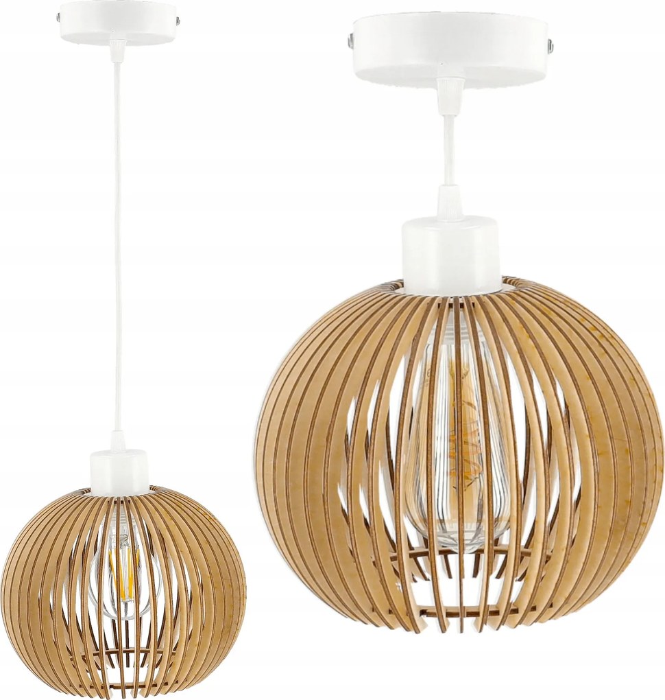 Függő Mennyezeti Lámpa E27 Fehér Fa