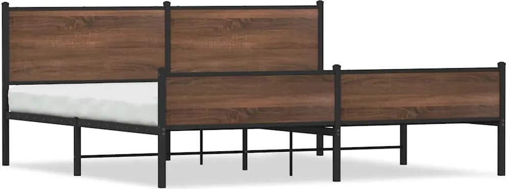 vidaXL barna tölgy színű fém ágykeret matrac nélkül 193 x 203 cm