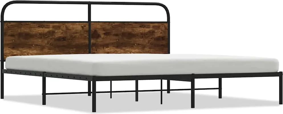 vidaXL füstös tölgy színű fém ágykeret matrac nélkül 180 x 200 cm