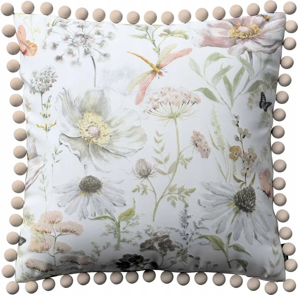Párnahuzat 45x45 pasztell virágok fehér alapon