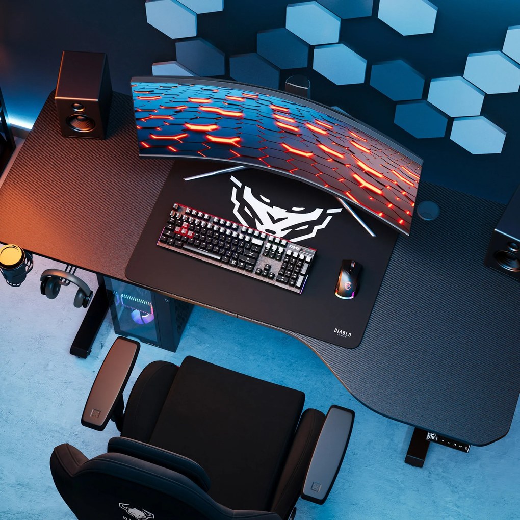 Elektromosan magasságban állítható íróasztal 160 cm fekete: Diablo X-Tensio 1600