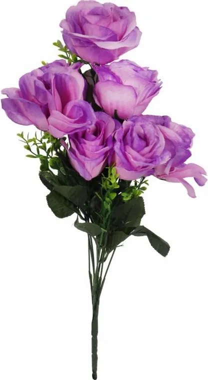 Lila Rózsa Csokor Puszpáng Dekoráció Erkély Terasz Virágok 54 cm