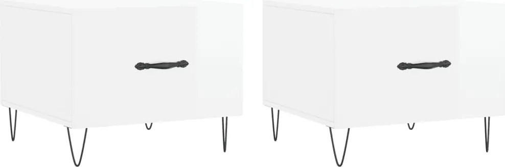 vidaXL 2 db magasfényű fehér szerelt fa dohányzóasztal 50 x 50 x 40 cm