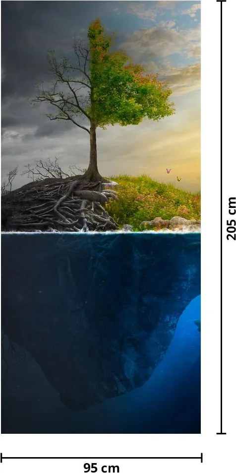 Fotótapéta ajtóra - Két oldal illusztrációja (95x205cm)