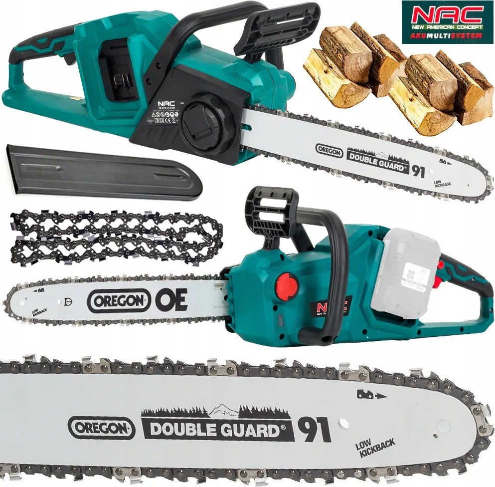 Akkumulátoros Láncfűrész Nac CB-35-BL-LI-2X20V Body akku és töltő nélkül.