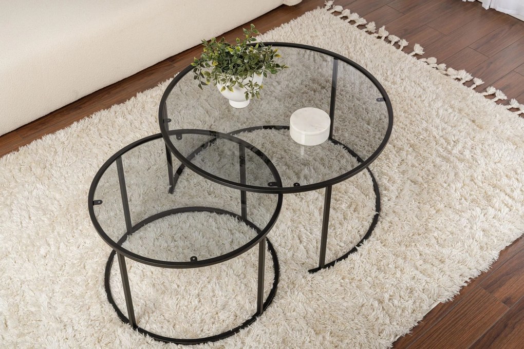 Dohányzóasztal Aurum - 80, 60 - Fekete, Grey