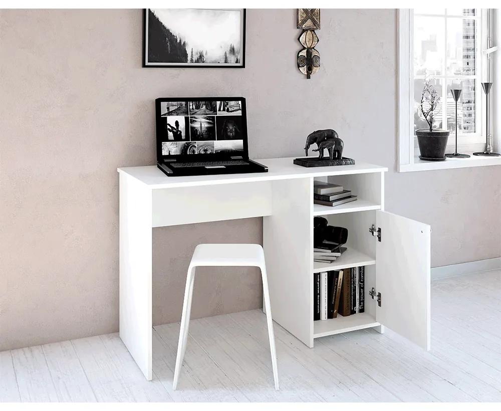 Számítógépasztal, fehér, DEDE