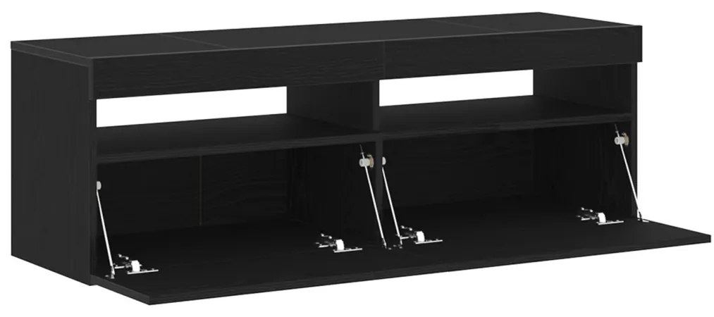 TV Szekrény LED Fekete Tölgy 120x35x40 cm Mérnöki Fa