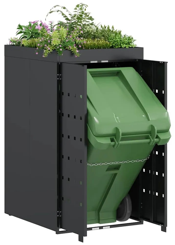 Kukás Tároló Virágzó Tetővel Egyszemélyes 240L Kukához Antracit