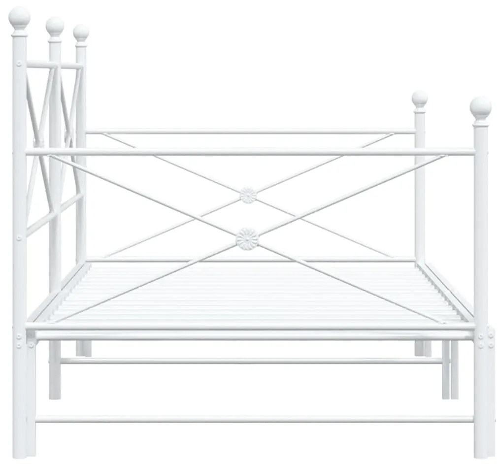 Daybed with Trundle without Mattress White 100x190 cm acél