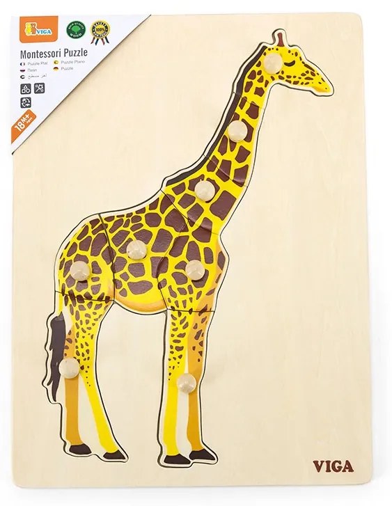 Gyermek fa puzzle Montessori Viga Zsiráf