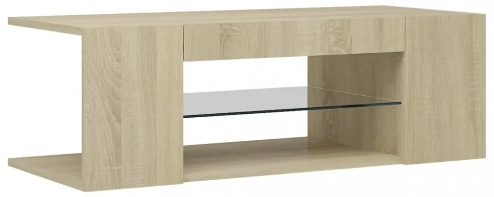 sonoma tölgy színű TV-szekrény LED lámpákkal 90 x 39 x 30 cm