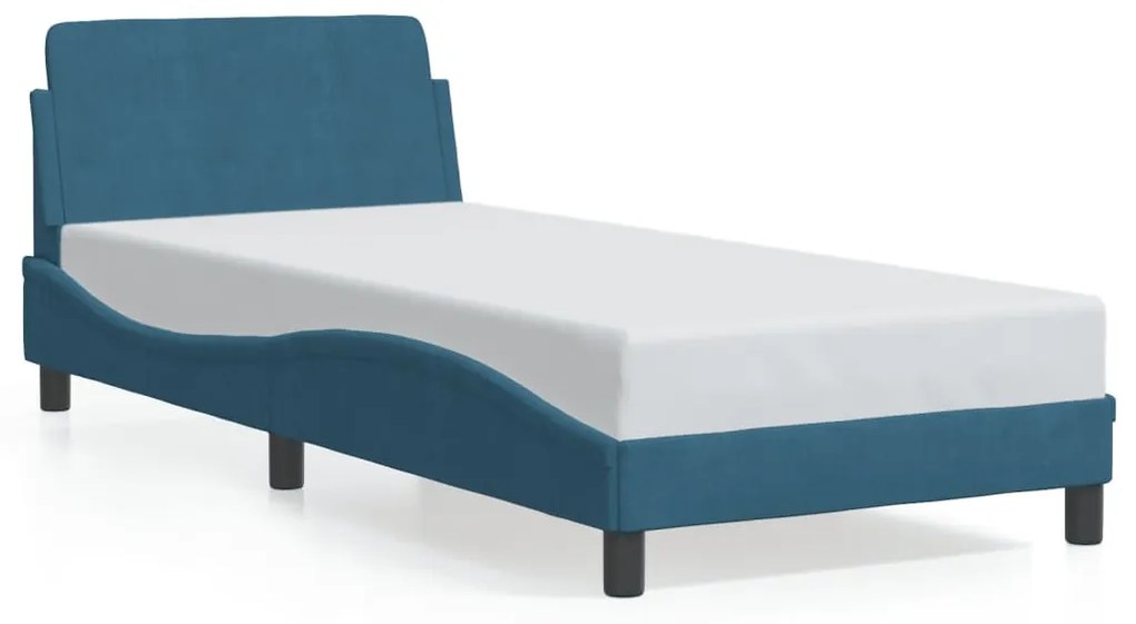 kék bársony ágykeret fejtámlával Dover 80 x 200 cm