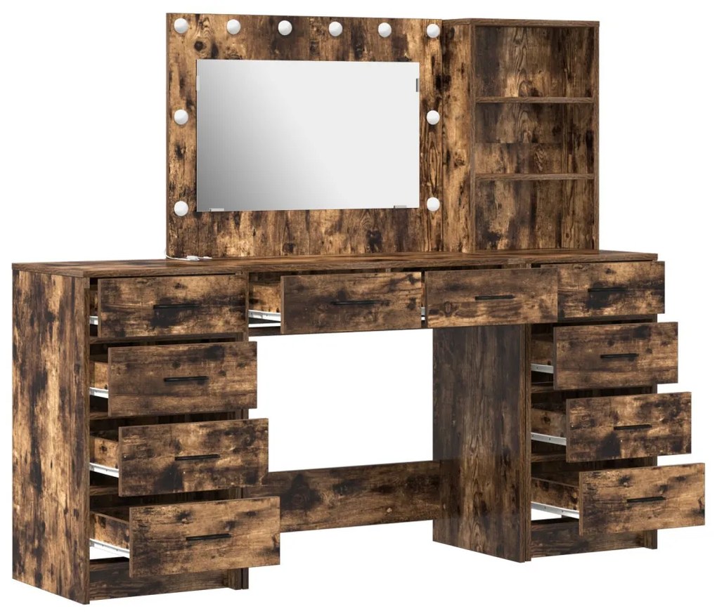 Öltözködőasztal fiókkal 3 pcs Barna 40 x 41 x 135 cm Faanyag