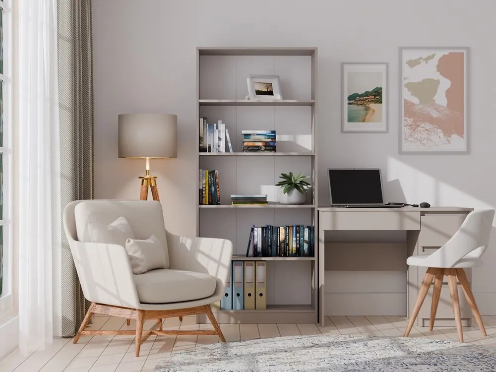 Faenza R80 polcos szekrény, könyvtartó, 80x182x30 cm, agyag színű